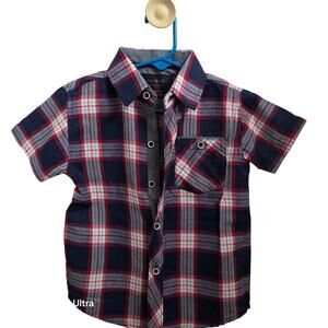 NWOT Nomad short-sleeve plaid button-down shirt checkered sz 3T
